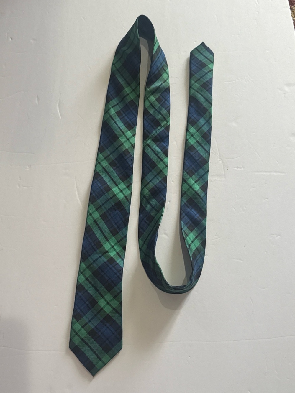 Lauren Classic Green and Blue Tartan Plaid Men's Tie 51"